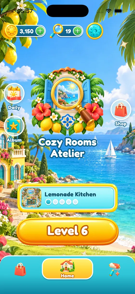 Cozy Rooms Atelier home screen